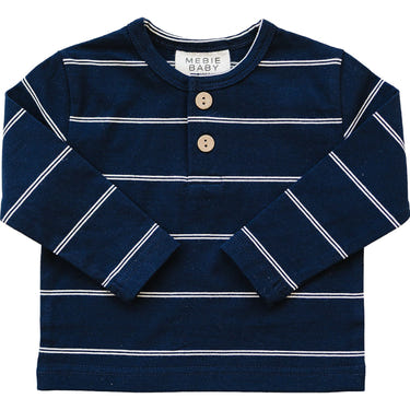 Navy stripe long sleeve tee for babies, perfect for stylish comfort and everyday wear.
