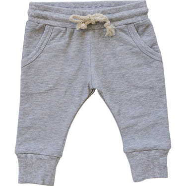Grey pocket joggers for babies, stylish and comfortable for everyday wear.