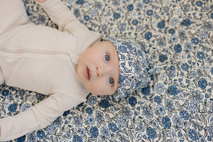 Bluebell Pointelle Bamboo Newborn Knot Hat