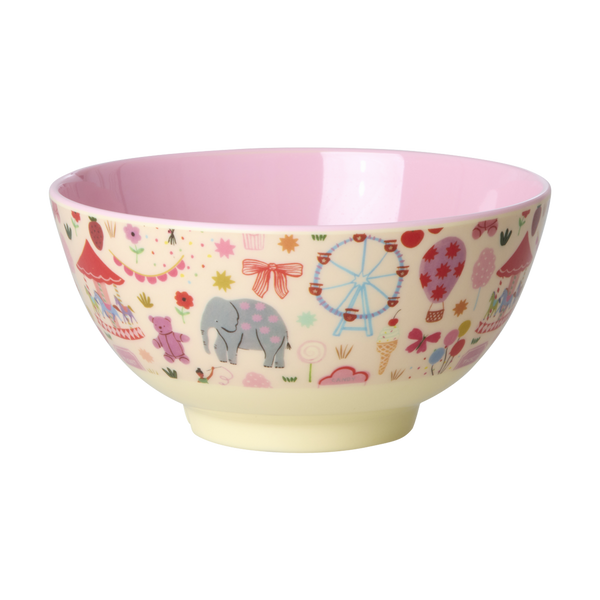 Medium Melamine Bowl - Fun Fair Pink Print - 23.7oz -