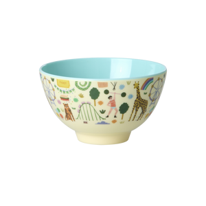 Small Melamine Bowl - Fun Fair Print - Mint- 10.1oz -