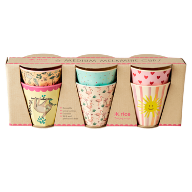 Melamine Kids Cups in Asst. Funky Prints - Medium - 6 pcs. in Gift Box