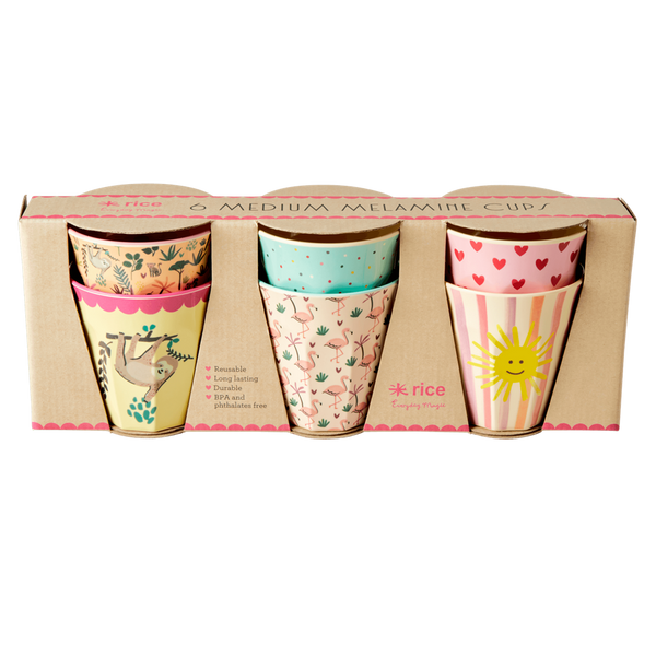 Melamine Kids Cups in Asst. Funky Prints - Medium - 6 pcs. in Gift Box