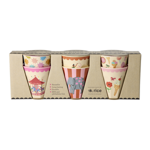 Melamine Kids Cups in Fun Fair Pink Prints - Small - 6 pcs. in Gift Box -