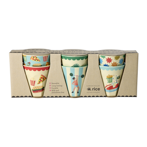 Melamine Kids Cups in Fun Fair Mint Prints - Small - 6 pcs. in Gift Box -