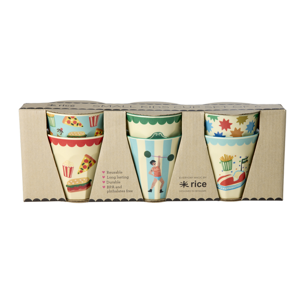 Melamine Kids Cups in Fun Fair Mint Prints - Small - 6 pcs. in Gift Box -