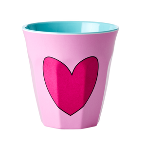 Medium Melamine Cup | Heart in Soft Pink Print