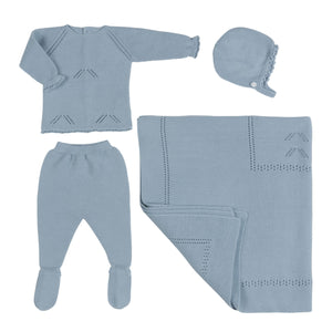 MELI | Baby Boys Blue Denim Layette Set (4)