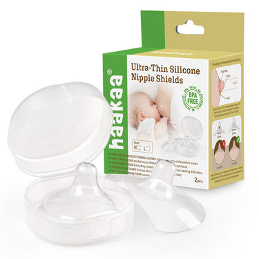 Haakaa Silicone Nipple Shields 2-pk (24 mm) for comfortable breastfeeding support.