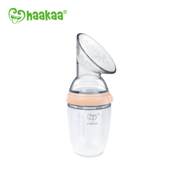 Haakaa Generation 3 Silicone Breast Pump in angle view, perfect for breastfeeding moms seeking a manual solution.