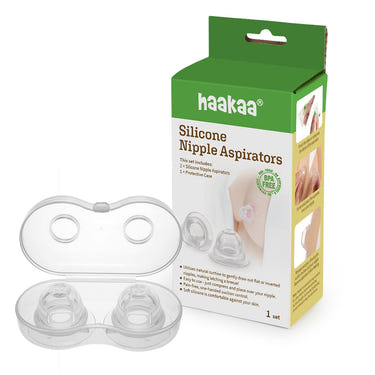 Haakaa Silicone Inverted Nipple Aspirators, 2 pack for comfortable breastfeeding support.