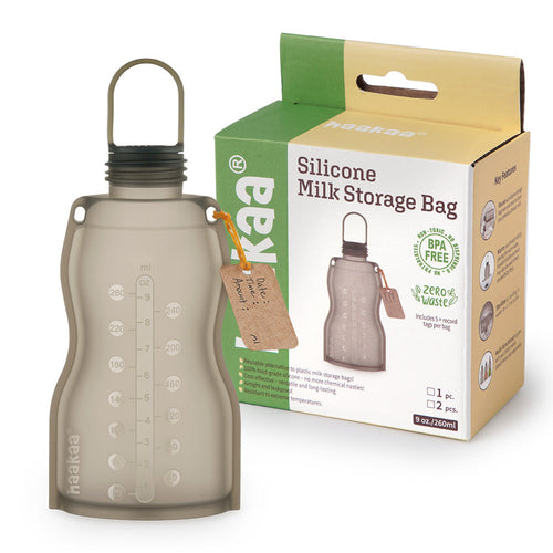 Haakaa Silicone Milk Storage Bag 9oz/260ml for convenient breast milk storage and feeding.