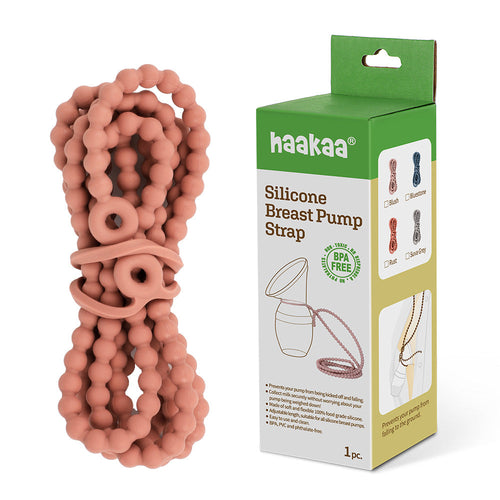 Haakaa Silicone Breast Pump Strap for secure and convenient pumping, angle view showcasing design and functionality.