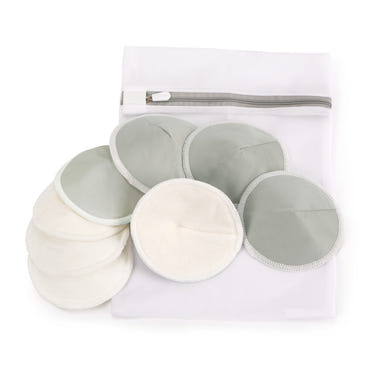 Haakaa All-Day Reusable Nursing Pad Set, 8 Ct with Washing Bag for breastfeeding comfort and convenience.