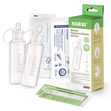 Haakaa Silicone Colostrum Collectors 20 ml, 2 PK - Pre-Sterilized breastfeeding essentials for new moms.