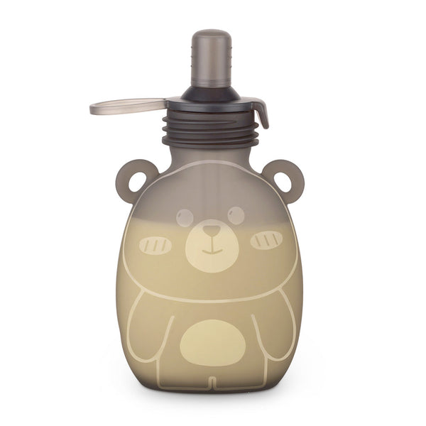 Haakaa Happii Bear Silicone Goody Pouch 6 oz for baby feeding utensils, featuring a cute bear design.
