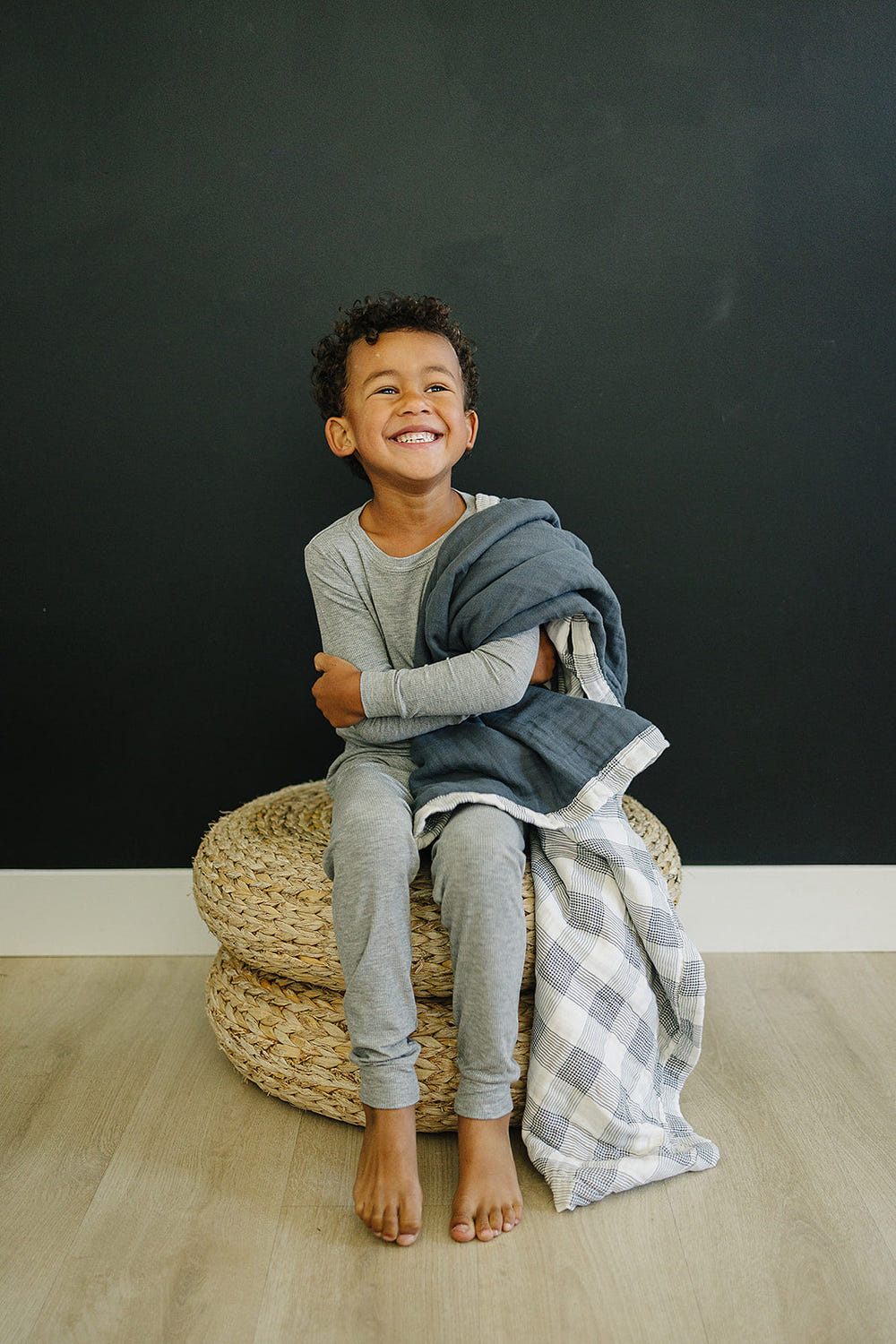 Coastal Plaid + Navy Muslin Quilt - MOOGCO Baby