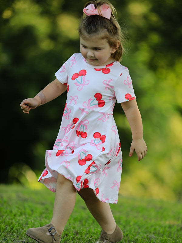 Cherry Pattern Vibrant Girls Dress