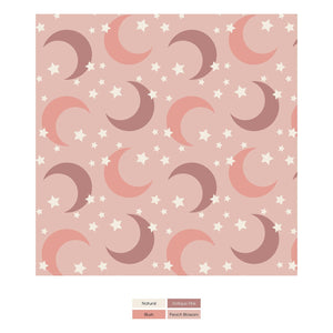 Print Coverall with 2 Way Zipper in Peach Blossom Moon and Stars