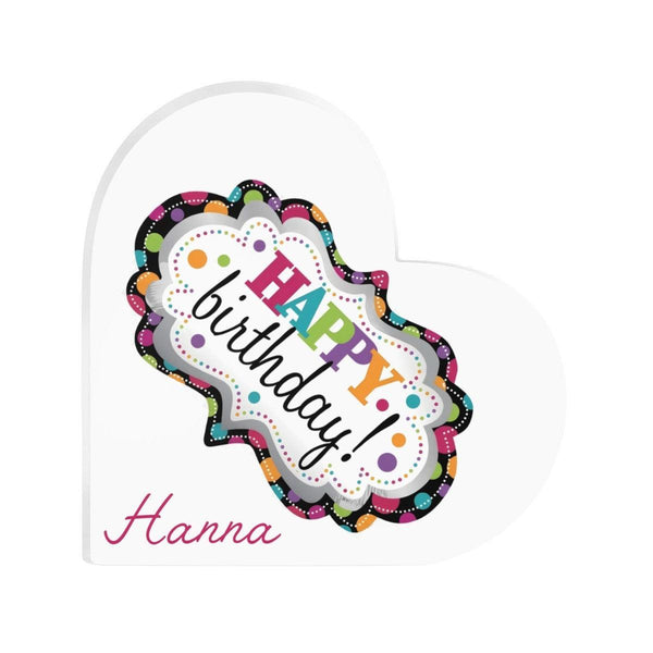 Happy Birthday Heart Acrylic Ornament | Personalized Gift - 5.9 inch / 15 cm