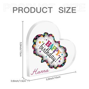 Happy Birthday Heart Acrylic Ornament | Personalized Gift - 5.9 inch / 15 cm
