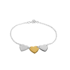 Mysha Personalized Eternal Name Sterling Silver & Gold Triple Heart Bracelet