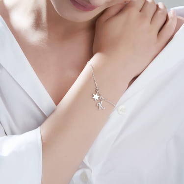 Mysha Silver Star and Initial Bracelet