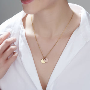 Mysha Personalized Eternal Disc Initial & Heart Pendant - Mixed Metal