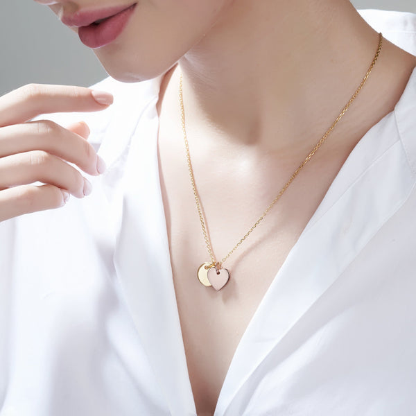 Mysha Personalized Eternal Disc Initial & Heart Pendant - Mixed Metal