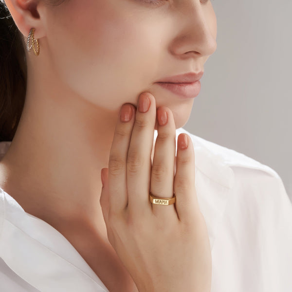 Mysha Gold Plate Classic Engravable Ring