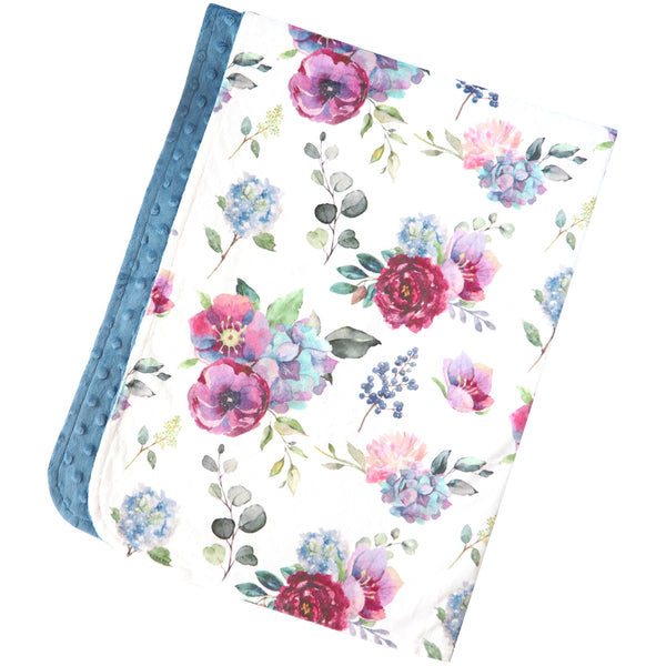 Premium Baby & Toddler Minky Blanket - Blue Floral