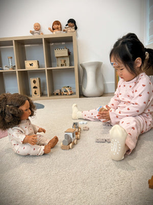 Leni & Romi | Kids Ribbed Cotton Set - Dreamy Mauve Hearts