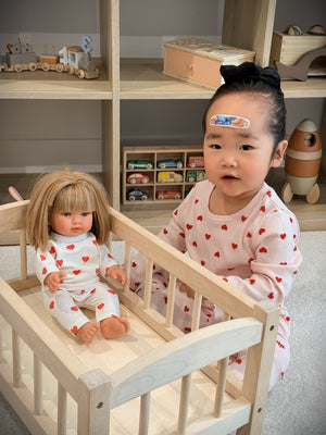 Leni & Romi | Kids Ribbed Cotton Set - Valentine Rose Hearts