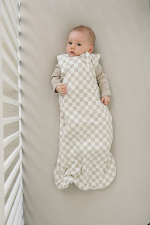 Taupe Checkered Bamboo Sleep Sack