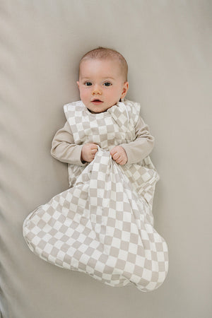 Taupe Checkered Bamboo Sleep Sack