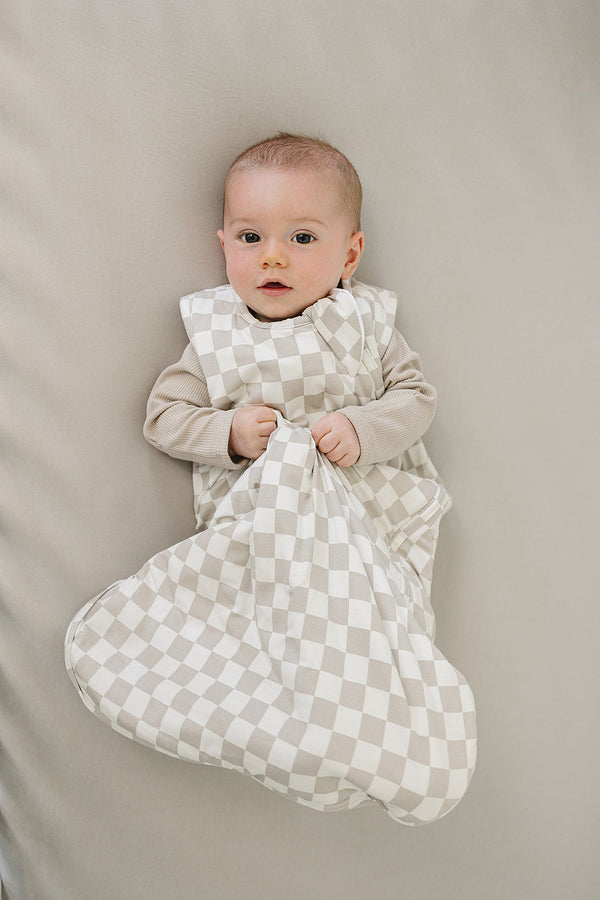 Taupe Checkered Bamboo Sleep Sack