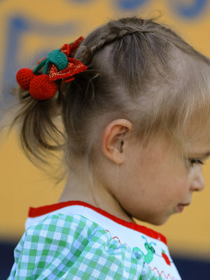 Back To School Girls Green Plaid Smocking Dress