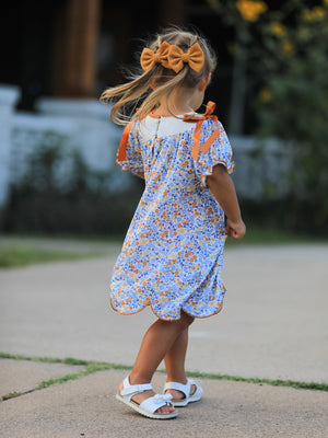 Fall Floral Smocked Girls Dress