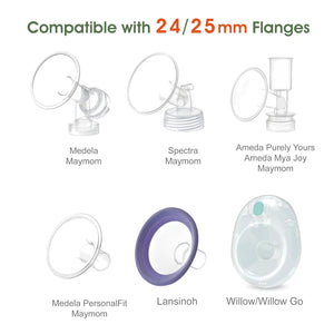 Maymom Flange Short Inserts 2 Pack (Compatible with Medela PersonalFit Flex and Elvie Breast Shields)