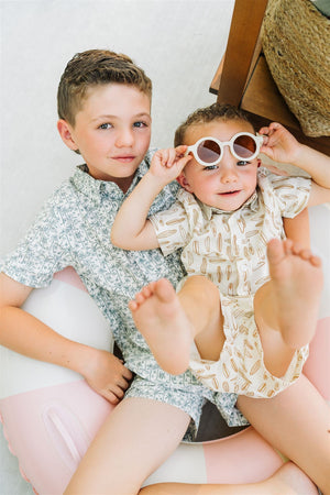 Palm Tree Linen Cotton Shorts - MOOGCO Baby