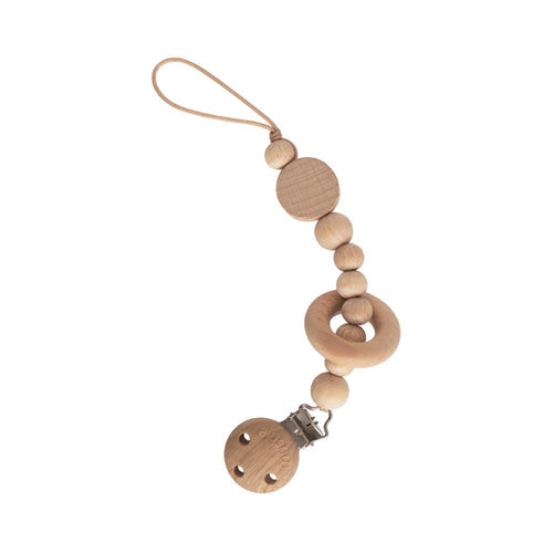 Silicone pacifier clip for babies, Mila design, safe and stylish accessory to keep pacifiers within reach.
