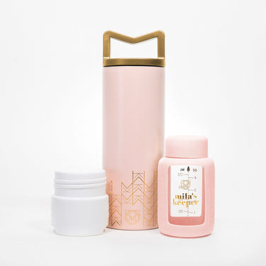 MilKeeper Starter Set in Pink Sands for breast milk storage, featuring stylish and functional containers.