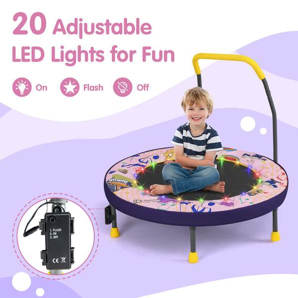 Mini Trampoline Folding Small Rebounder for Kids with Lights