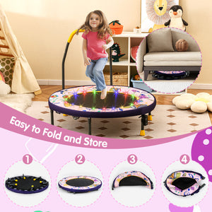 Mini Trampoline Folding Small Rebounder for Kids with Lights