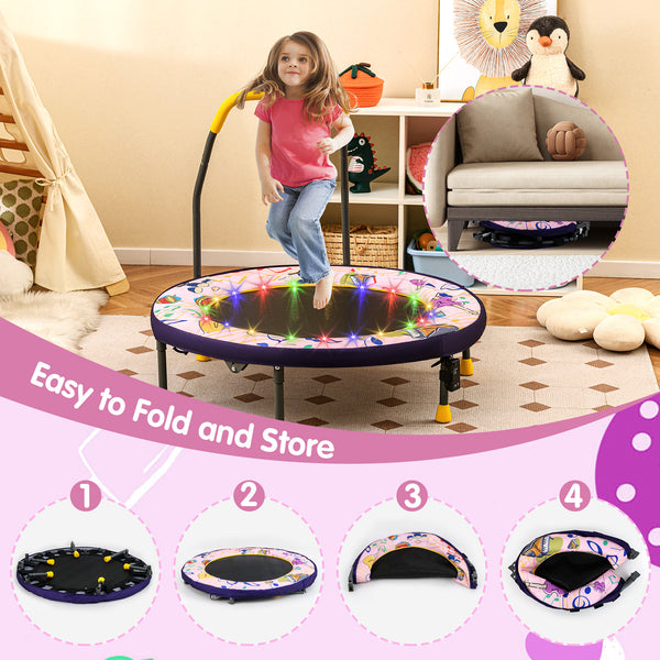 Mini Trampoline Folding Small Rebounder for Kids with Lights