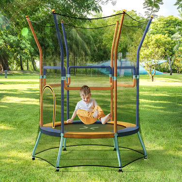 Mini Trampoline for Kids with Safety Enclosure Net and Foam Handles