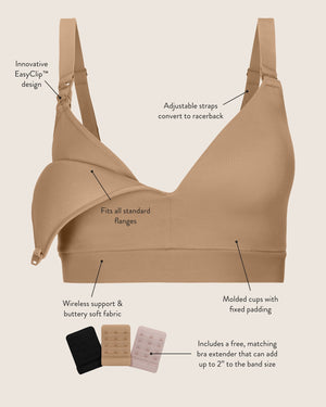 Minimalist Hands-Free Pumping & Nursing Bra | Latte - MOOGCO Baby