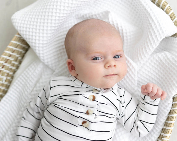 Knotted Baby Gown Set - Black Stripes (Newborn-3 months) - MOOGCO Baby