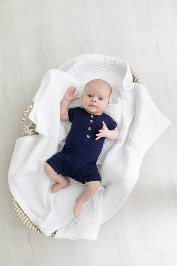 Baby Romper - (Newborn-12 months) White, Navy Blue, Pink, Camel Brown