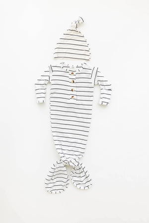 Knotted Baby Gown Set - Black Stripes (Newborn-3 months) - MOOGCO Baby